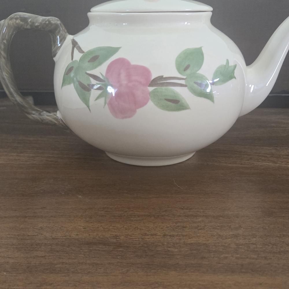 Floral Ceramic Tea Set with Pink and Green Accents - Picture 4 of 12
